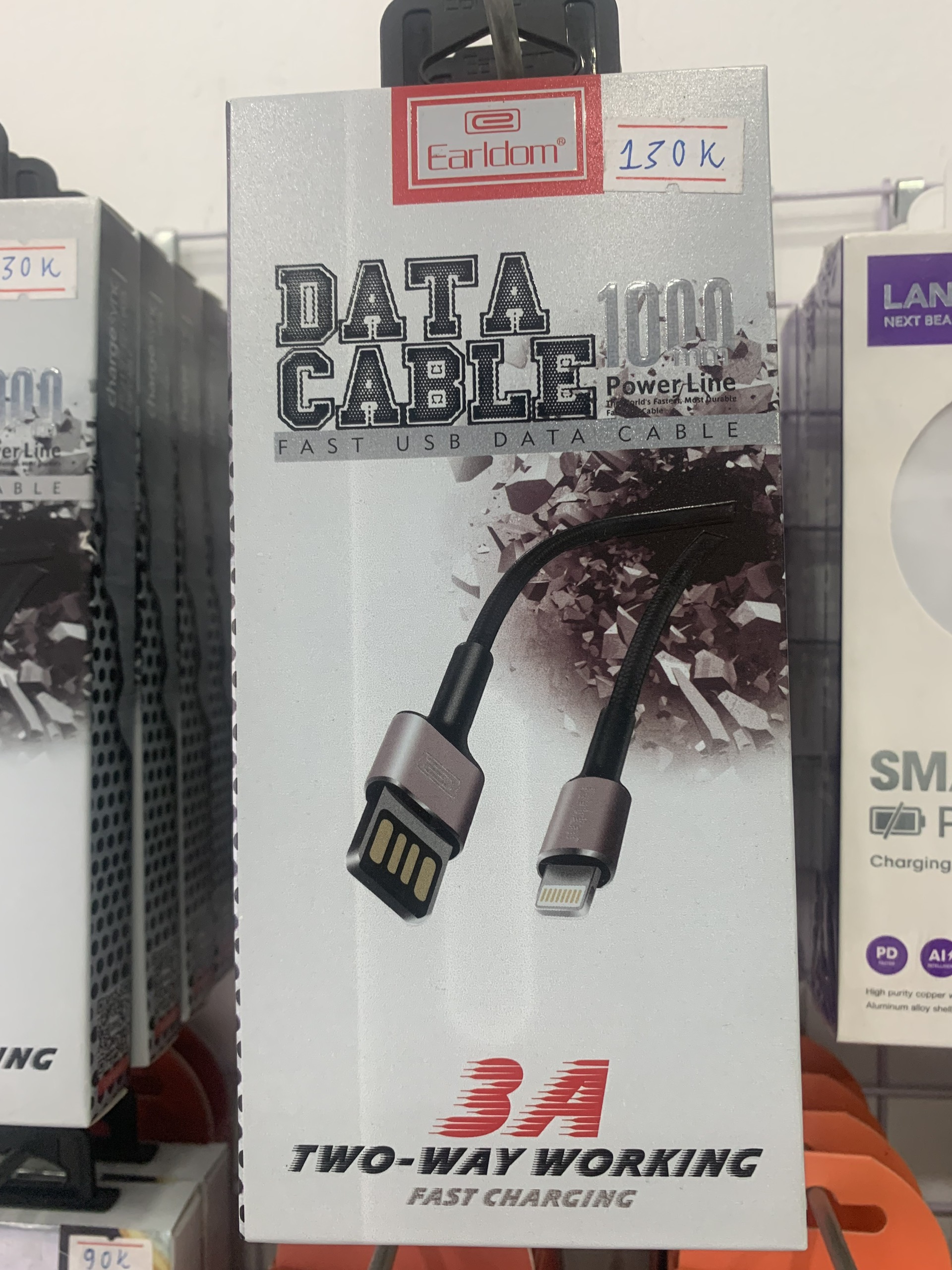 Cáp Sạc Dù LightningUSB Earldom EC-073i (Sạc Nhanh 3A)