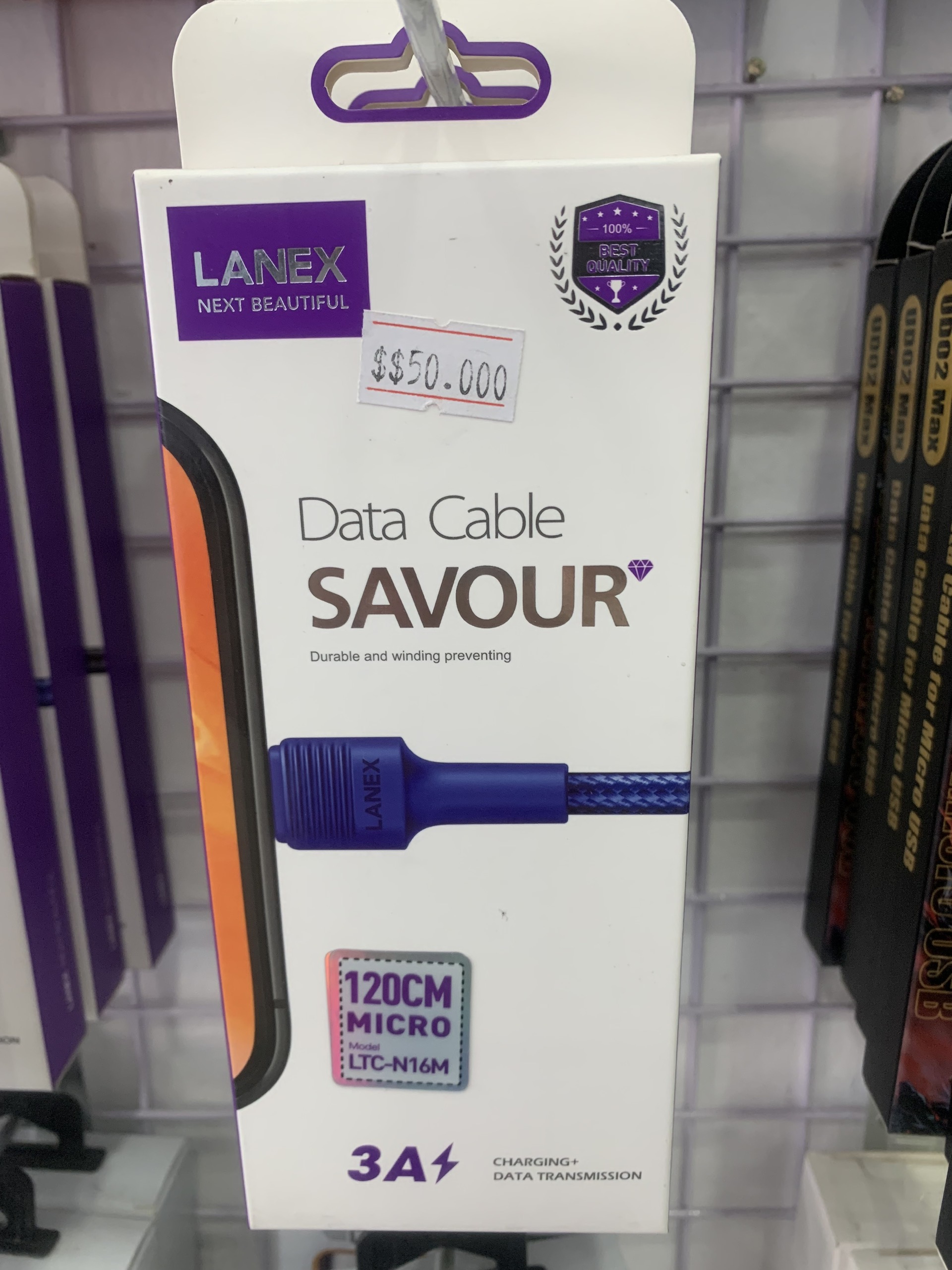 CÁP SẠC NHANH DÂY DÙ MICRO USB 3.0A LANEX