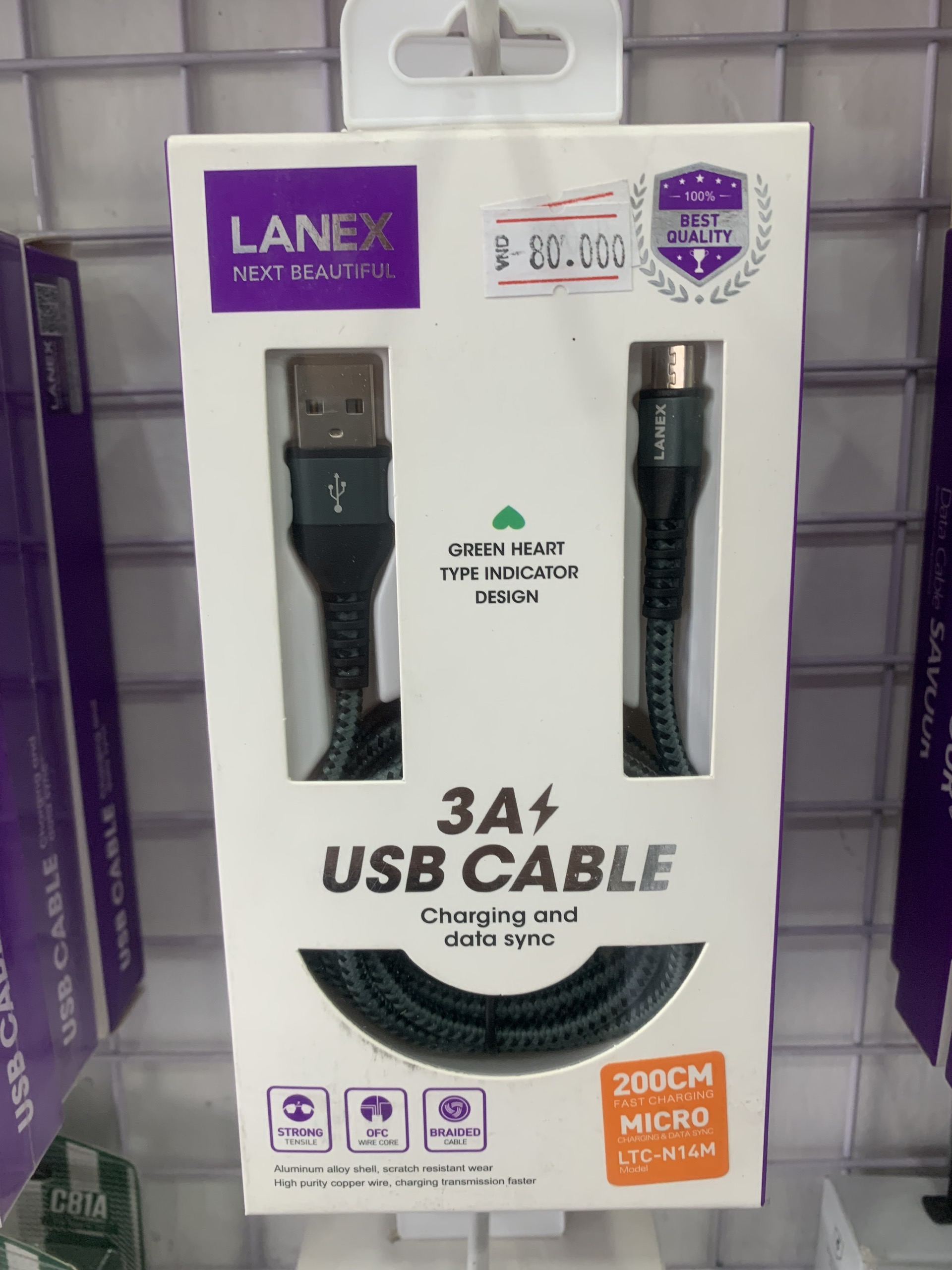 Dây cáp Lightning Lanex N14l 200cm