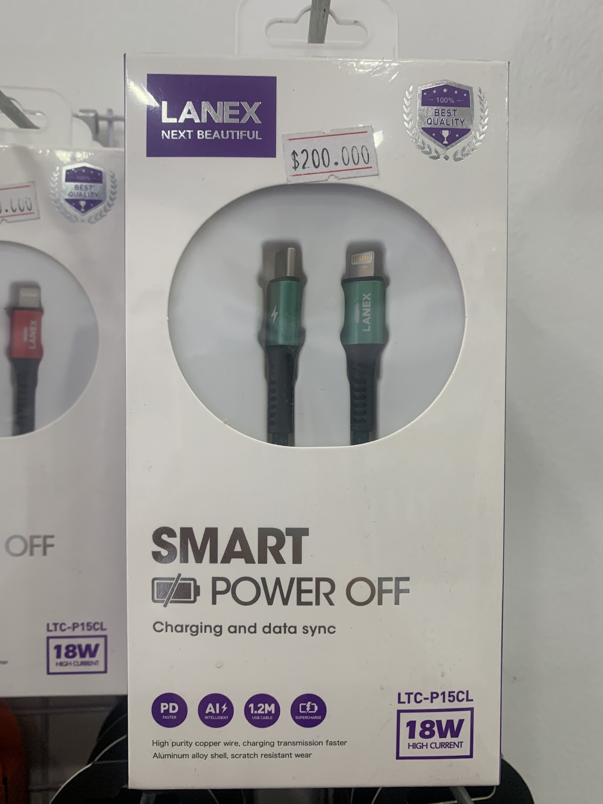 Cáp Sạc Nhanh Dây Dù Tự Ngắt Có Led Lightning 5.0A Lanex LTC - N15L